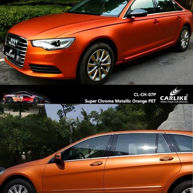 Vinilo Wrap CARLIKE CL-CH-07 Super Chrome Metálico Naranja