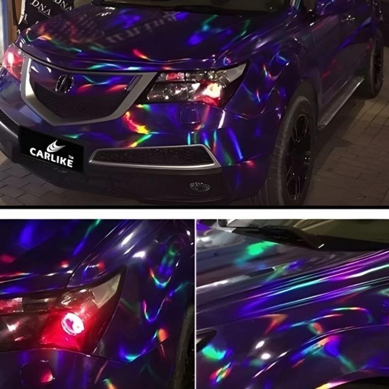 Vinilo Wrap CARLIKE CL-LS-03 Cromo Láser Púrpura Holográfico